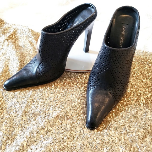 Nine West Shoes - Nine West Black Cutout Pointy Mules